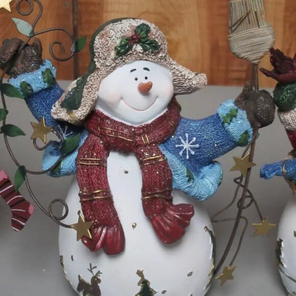 Home Interiors and Gifts Christmas Snowmen Snowman Large 8" Set of 3 - Picture 8 of 11